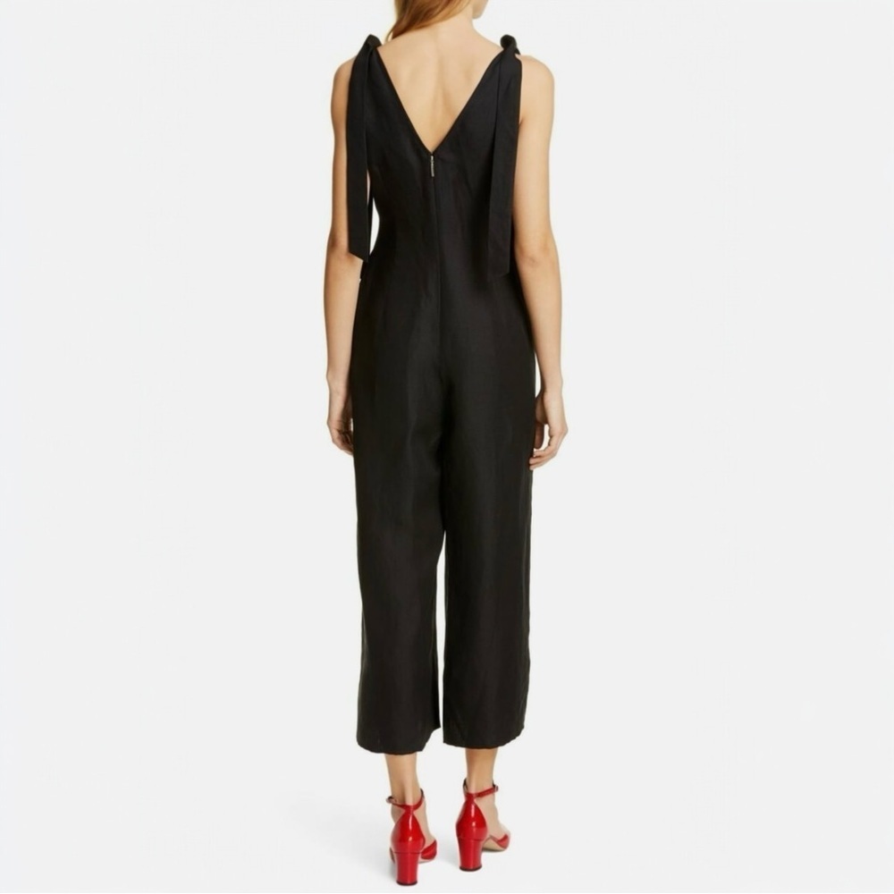 Kate Spade Linen Tie Jumpsuit In Black - Picture 3 of 11